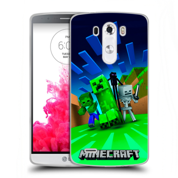 Силиконовый чехол на LG G3 (Dual-LTE) с принтом Майнкрафт Силиконовый чехол на LG G3 (Dual-LTE) с принтом Майнкрафт