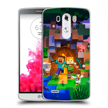 Силиконовый чехол на LG G3 (Dual-LTE) с принтом Майнкрафт Minecraft Силиконовый чехол на LG G3 (Dual-LTE) с принтом Майнкрафт Minecraft