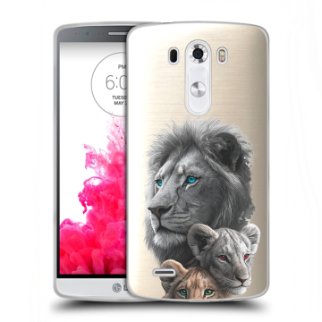Силиконовый чехол на LG G3 (Dual-LTE) с принтом Львы