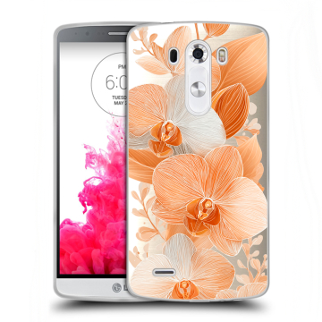 Силиконовый чехол на LG G3 (Dual-LTE) с принтом Бежевые цветы