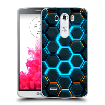 Силиконовый чехол на LG G3 (Dual-LTE) с принтом Неоновые соты