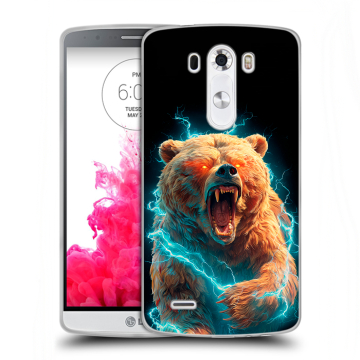 Силиконовый чехол на LG G3 (Dual-LTE) с принтом Медведь