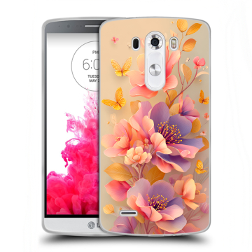 Силиконовый чехол на LG G3 (Dual-LTE) с принтом Цветы и бабочки