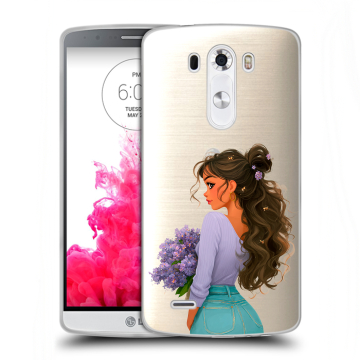 Силиконовый чехол на LG G3 (Dual-LTE) с принтом девушка цветы
