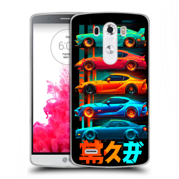 Силиконовый чехол на LG G3 (Dual-LTE) с принтом машины тачки