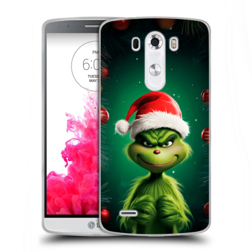 Силиконовый чехол на LG G3 (Dual-LTE) с принтом Гринч Новый год Рождество