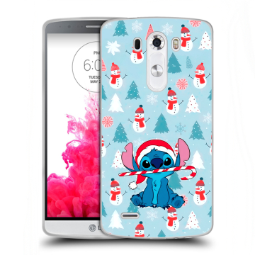 Силиконовый чехол на LG G3 (Dual-LTE) с принтом Стич Новый год
