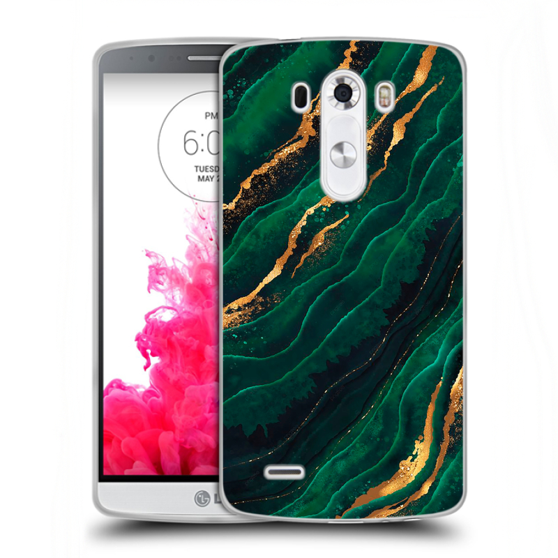 Силиконовый чехол на LG G3 с принтом Мрамор зеленое золото Силиконовый чехол на LG G3 с принтом Мрамор зеленое золото