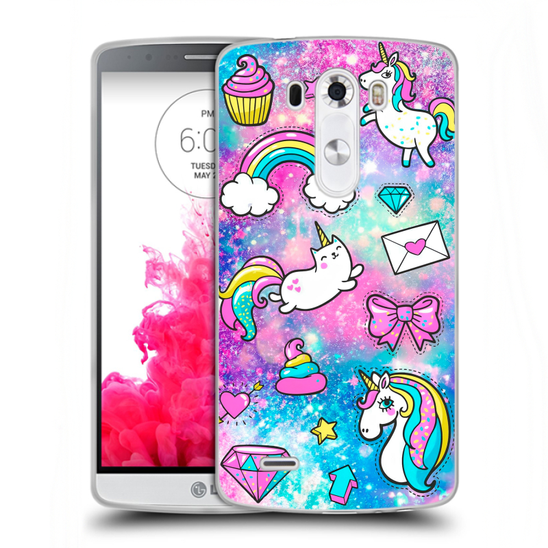 Пластиковый чехол на LG G3 (Dual-LTE) с принтом Единороги Пластиковый чехол на LG G3 (Dual-LTE) с принтом Единороги