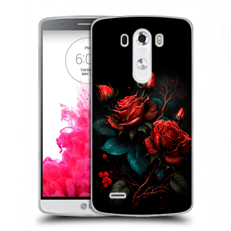 Силиконовый чехол на LG G3 (Dual-LTE) с принтом Розы красные Силиконовый чехол на LG G3 (Dual-LTE) с принтом Розы красные