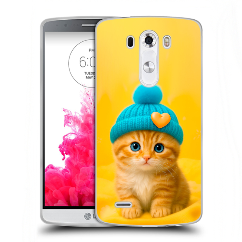 Пластиковый чехол на LG G3 (Dual-LTE) с принтом Котенок в шапке Пластиковый чехол на LG G3 (Dual-LTE) с принтом Котенок в шапке