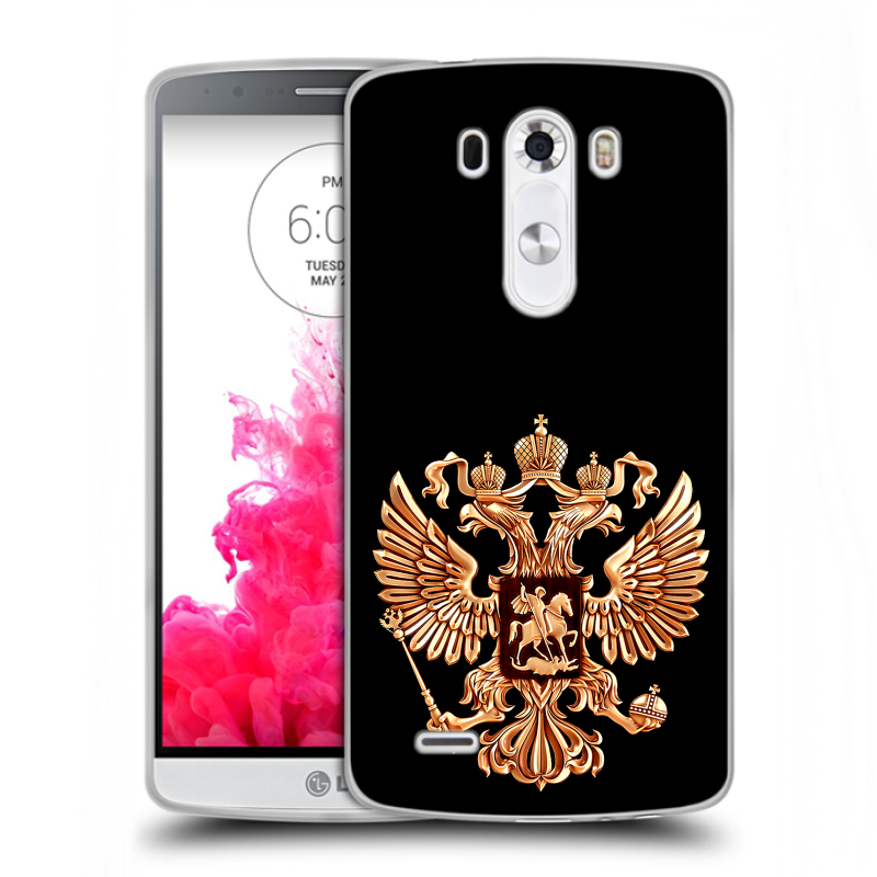 Пластиковый чехол на LG G3 (Dual-LTE) с принтом Герб России золотой Пластиковый чехол на LG G3 (Dual-LTE) с принтом Герб России золотой