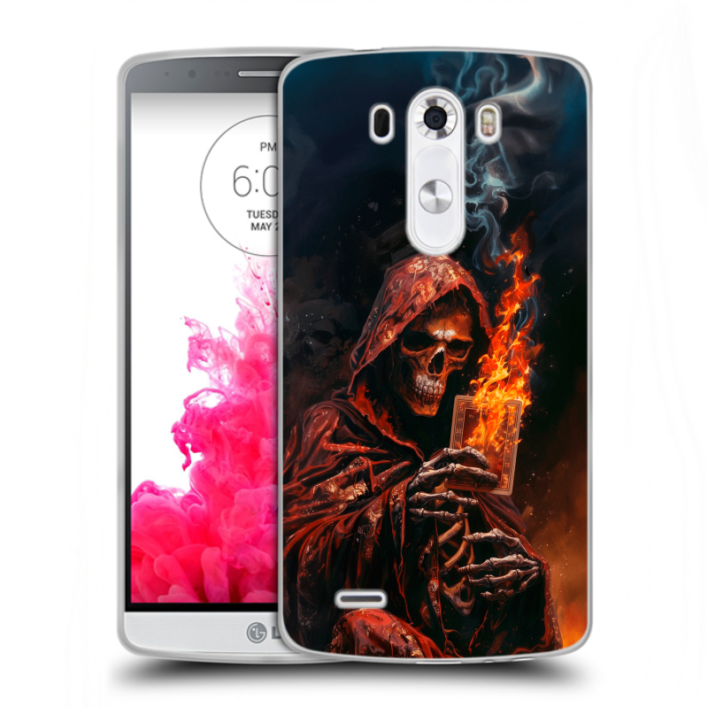 Силиконовый чехол на LG G3 (Dual-LTE) с принтом Скелет и карты Силиконовый чехол на LG G3 (Dual-LTE) с принтом Скелет и карты