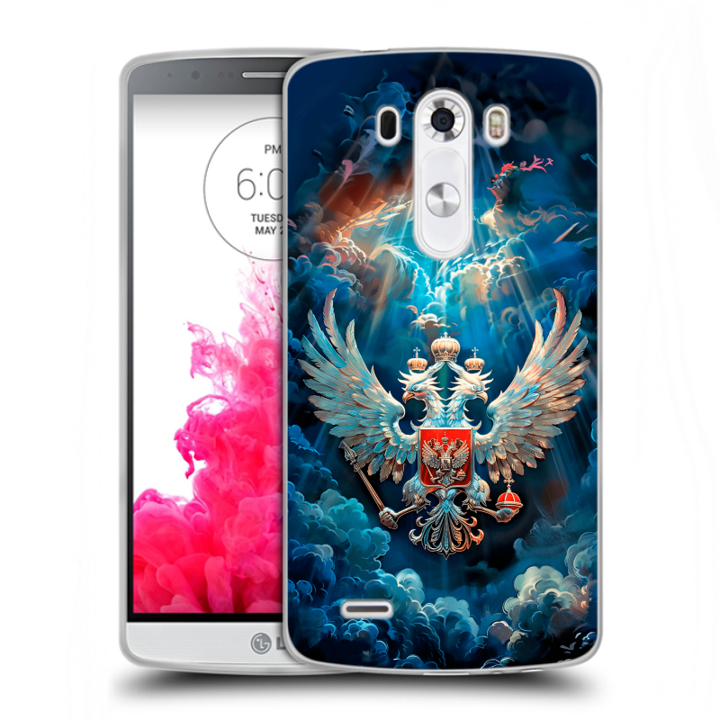 Пластиковый чехол на LG G3 (Dual-LTE) с принтом Герб флаг России Пластиковый чехол на LG G3 (Dual-LTE) с принтом Герб флаг России