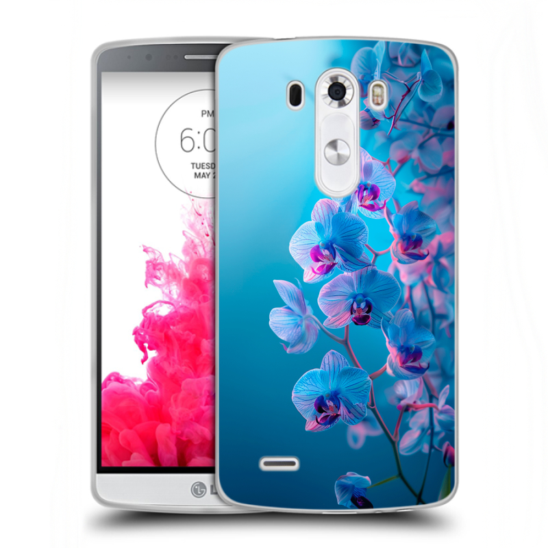 Пластиковый чехол на LG G3 (Dual-LTE) с принтом голубые орхидеи Пластиковый чехол на LG G3 (Dual-LTE) с принтом голубые орхидеи