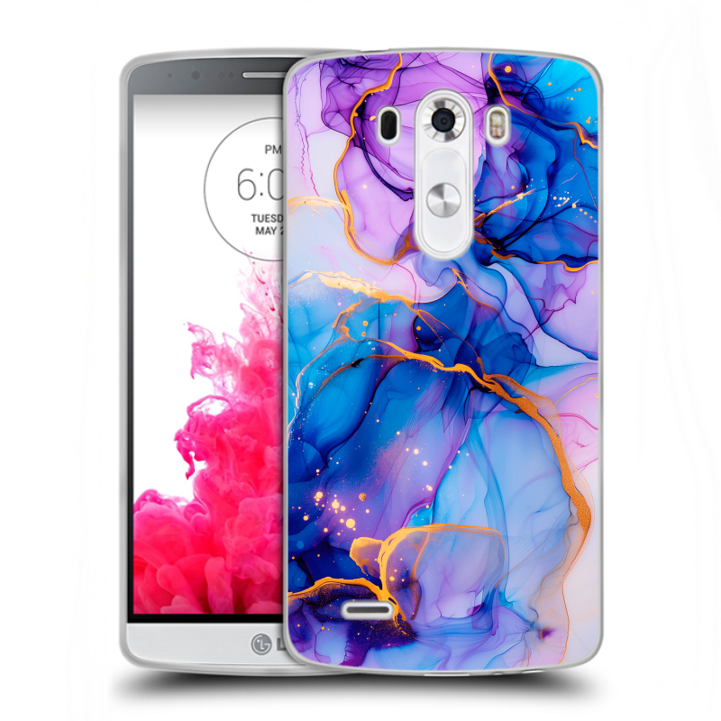 Пластиковый чехол на LG G3 (Dual-LTE) с принтом синий мрамор Пластиковый чехол на LG G3 (Dual-LTE) с принтом синий мрамор