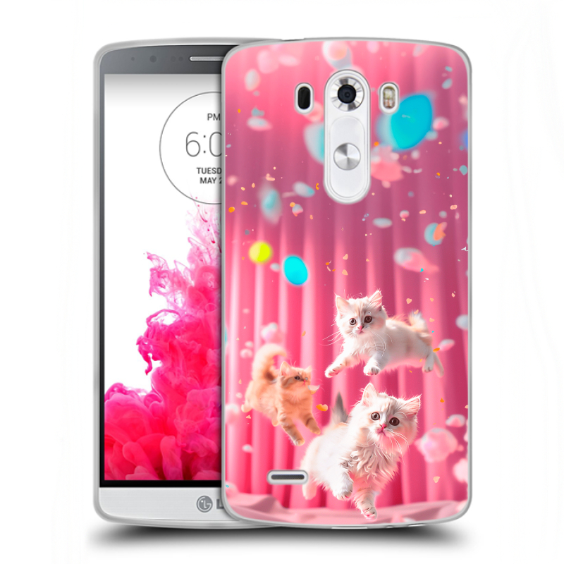 Пластиковый чехол на LG G3 (Dual-LTE) с принтом милые котики Пластиковый чехол на LG G3 (Dual-LTE) с принтом милые котики