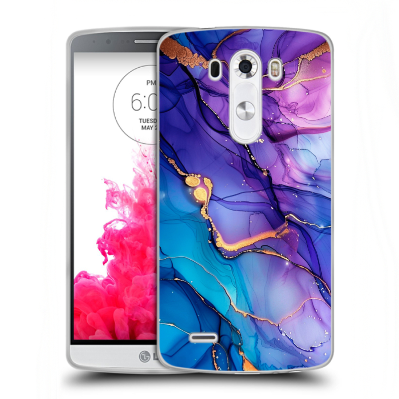 Силиконовый чехол на LG G3 (Dual-LTE) с принтом синий мрамор Силиконовый чехол на LG G3 (Dual-LTE) с принтом синий мрамор
