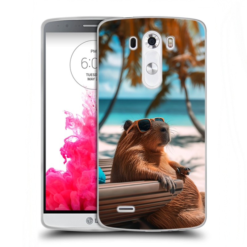 Пластиковый чехол на LG G3 (Dual-LTE) с принтом Капибара Пластиковый чехол на LG G3 (Dual-LTE) с принтом Капибара