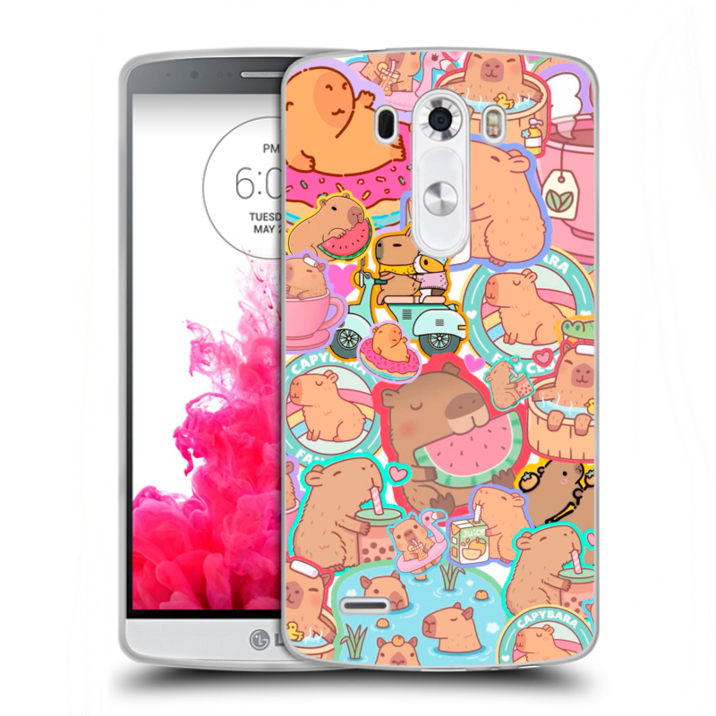 Пластиковый чехол на LG G3 (Dual-LTE) с принтом капибары Пластиковый чехол на LG G3 (Dual-LTE) с принтом капибары
