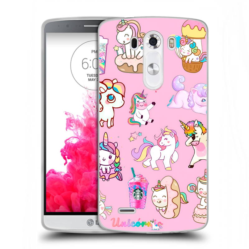 Пластиковый чехол на LG G3 (Dual-LTE) с принтом розовые единороги Пластиковый чехол на LG G3 (Dual-LTE) с принтом розовые единороги
