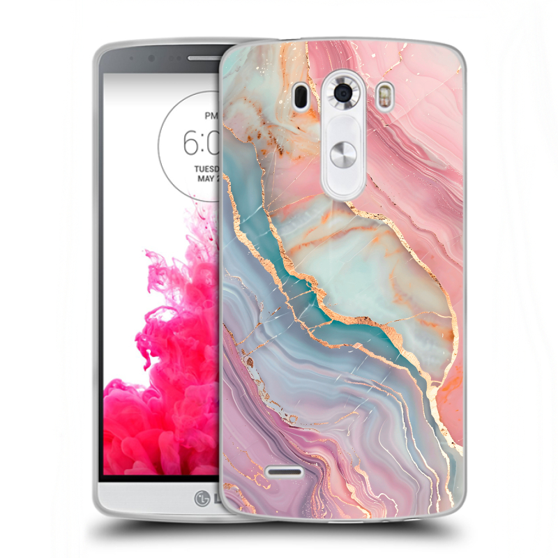 Силиконовый чехол на LG G3 (Dual-LTE) с принтом розовый мрамор Силиконовый чехол на LG G3 (Dual-LTE) с принтом розовый мрамор