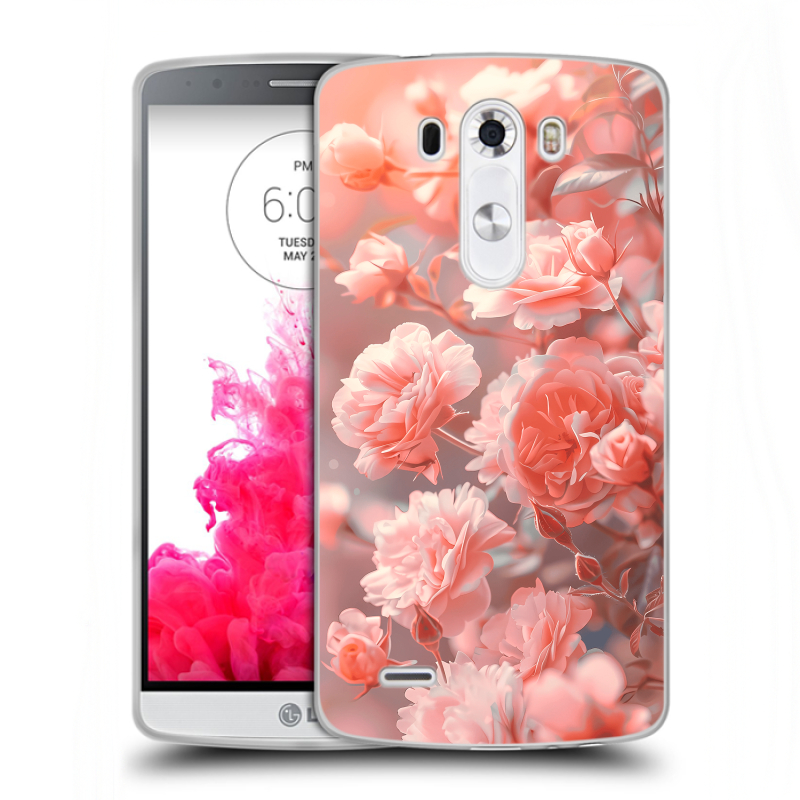 Силиконовый чехол на LG G3 (Dual-LTE) с принтом Розы цветы Силиконовый чехол на LG G3 (Dual-LTE) с принтом Розы цветы