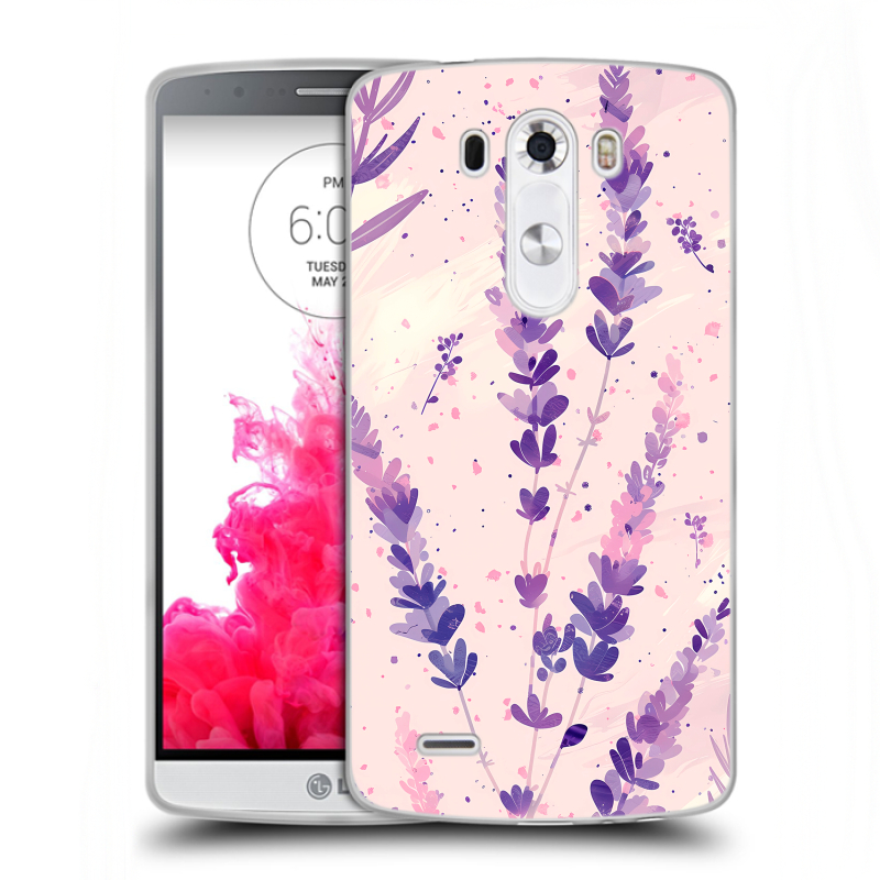 Силиконовый чехол на LG G3 (Dual-LTE) с принтом цветы лаванда Силиконовый чехол на LG G3 (Dual-LTE) с принтом цветы лаванда