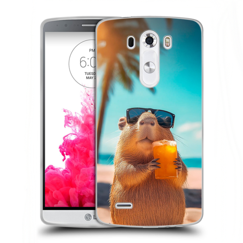 Пластиковый чехол на LG G3 (Dual-LTE) с принтом Капибара Пластиковый чехол на LG G3 (Dual-LTE) с принтом Капибара