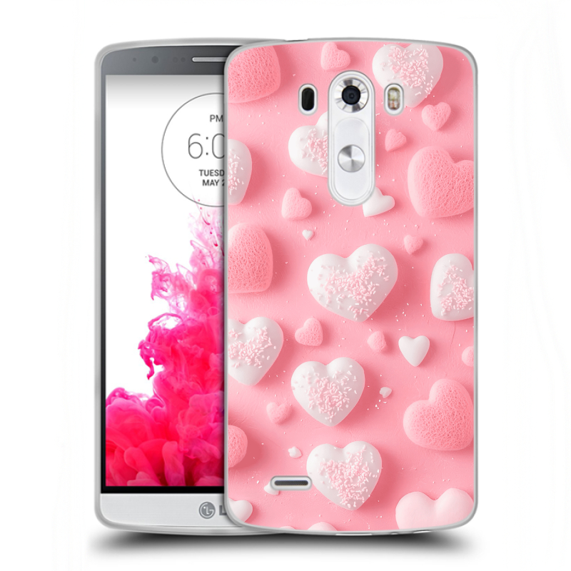 Пластиковый чехол на LG G3 (Dual-LTE) с принтом Сердечки Пластиковый чехол на LG G3 (Dual-LTE) с принтом Сердечки