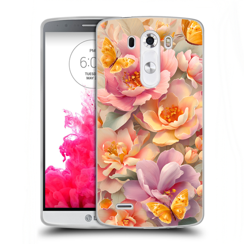 Пластиковый чехол на LG G3 (Dual-LTE) с принтом Цветы и бабочки Пластиковый чехол на LG G3 (Dual-LTE) с принтом Цветы и бабочки