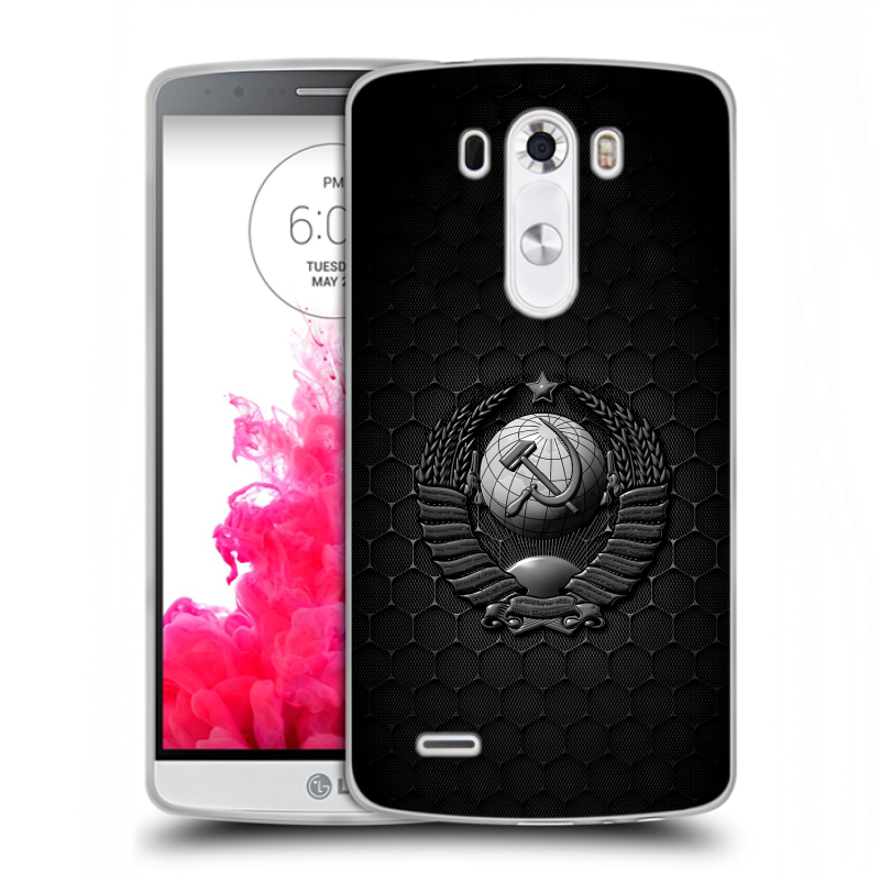 Силиконовый чехол на LG G3 (Dual-LTE) с принтом Герб Флаг СССР Силиконовый чехол на LG G3 (Dual-LTE) с принтом Герб Флаг СССР