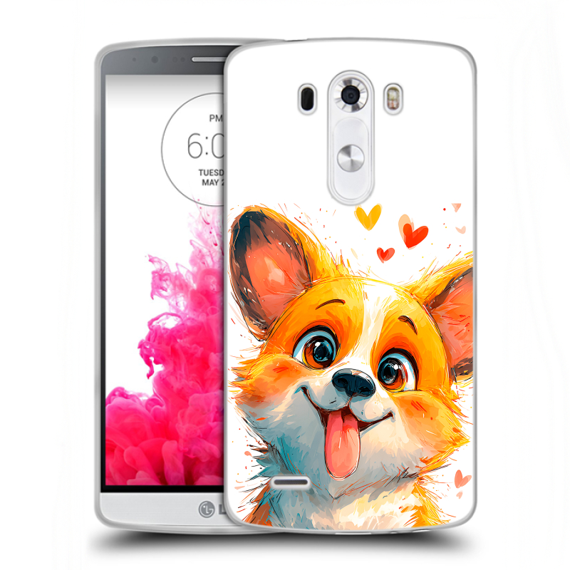 Пластиковый чехол на LG G3 (Dual-LTE) с принтом корги Пластиковый чехол на LG G3 (Dual-LTE) с принтом корги