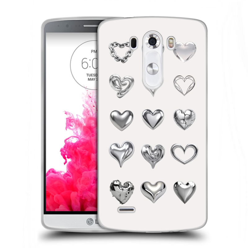 Пластиковый чехол на LG G3 (Dual-LTE) с принтом Y2K сердечки Пластиковый чехол на LG G3 (Dual-LTE) с принтом Y2K сердечки