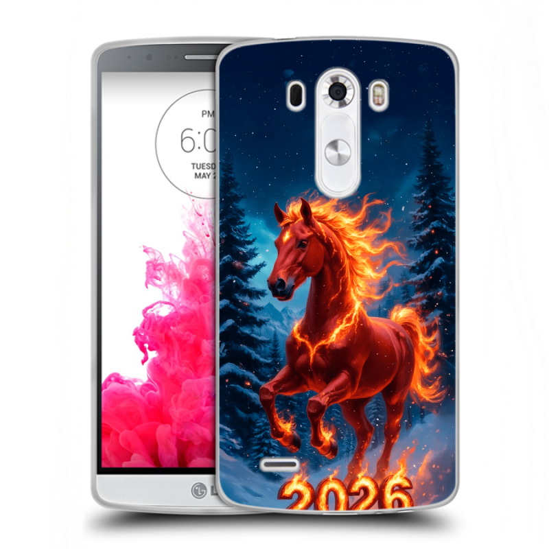 Силиконовый чехол на LG G3 (Dual-LTE) с принтом Новый год коня Силиконовый чехол на LG G3 (Dual-LTE) с принтом Новый год коня