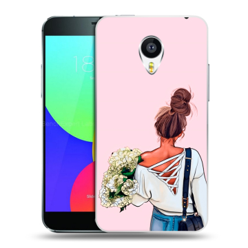 Силиконовый чехол на Meizu MX4 с принтом Девушка и букет