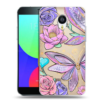 Силиконовый чехол на Meizu MX4 с принтом Бабочки и цветы