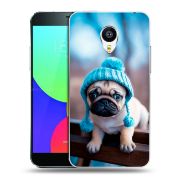 Силиконовый чехол на Meizu MX4 с принтом Мопс в шапке