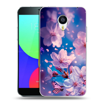 Силиконовый чехол на Meizu MX4 с принтом цветы бабочки