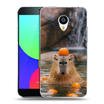 Силиконовый чехол на Meizu MX4 с принтом Капибара с апельсином