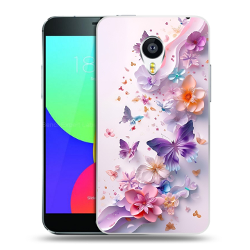 Силиконовый чехол на Meizu MX4 с принтом цветы бабочки