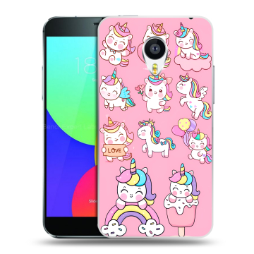 Силиконовый чехол на Meizu MX4 с принтом Единороги и радуга