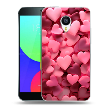 Силиконовый чехол на Meizu MX4 с принтом розовые сердечки