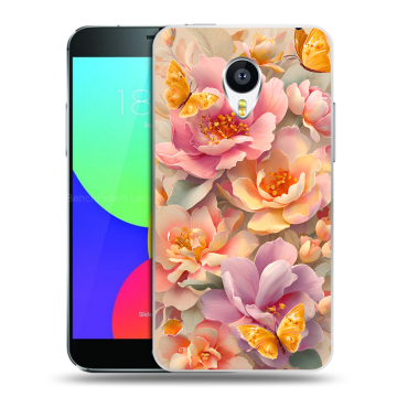 Силиконовый чехол на Meizu MX4 с принтом Цветы и бабочки