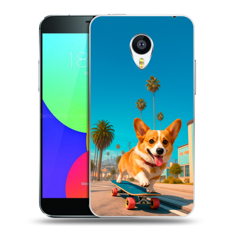 Пластиковый чехол на Meizu MX4 с принтом Корги на скейте Пластиковый чехол на Meizu MX4 с принтом Корги на скейте