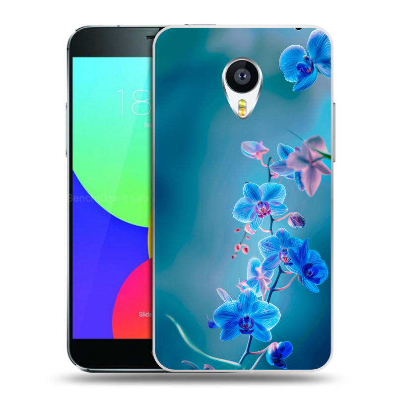 Пластиковый чехол на Meizu MX4 с принтом Голубые цветы Пластиковый чехол на Meizu MX4 с принтом Голубые цветы
