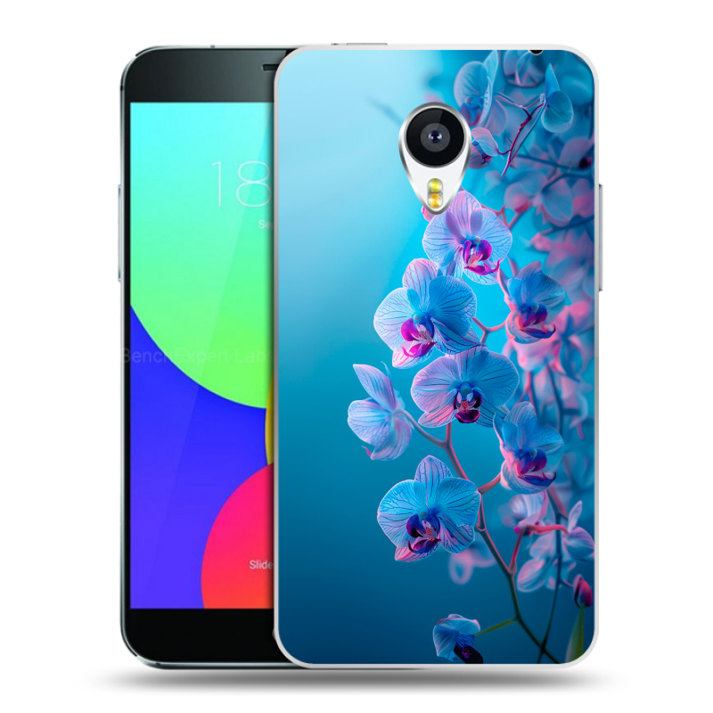 Пластиковый чехол на Meizu MX4 с принтом голубые орхидеи Пластиковый чехол на Meizu MX4 с принтом голубые орхидеи