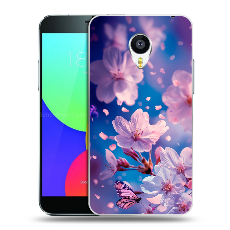 Силиконовый чехол на Meizu MX4 с принтом цветы бабочки Силиконовый чехол на Meizu MX4 с принтом цветы бабочки