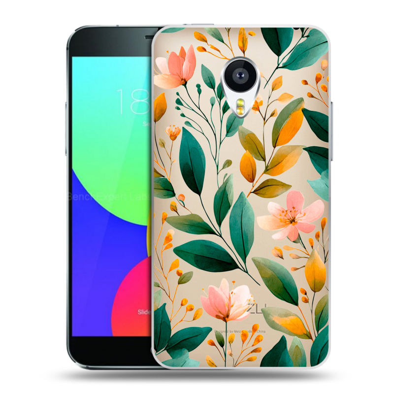 Силиконовый чехол на Meizu MX4 с принтом Цветы паттерн Силиконовый чехол на Meizu MX4 с принтом Цветы паттерн