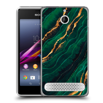 Пластиковый чехол на Sony Xperia E1 с принтом Мрамор зеленое золото Пластиковый чехол на Sony Xperia E1 с принтом Мрамор зеленое золото
